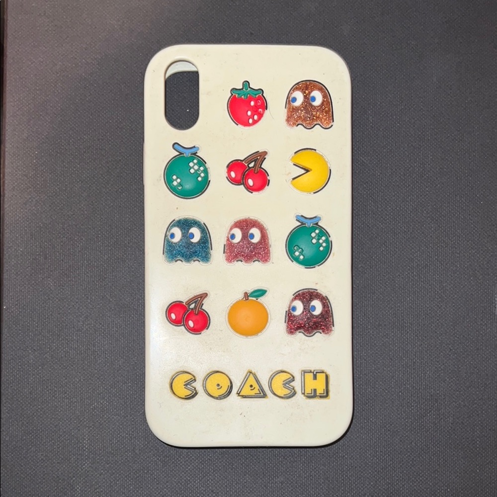 Coach Cream Phone Case with Colorful Icons